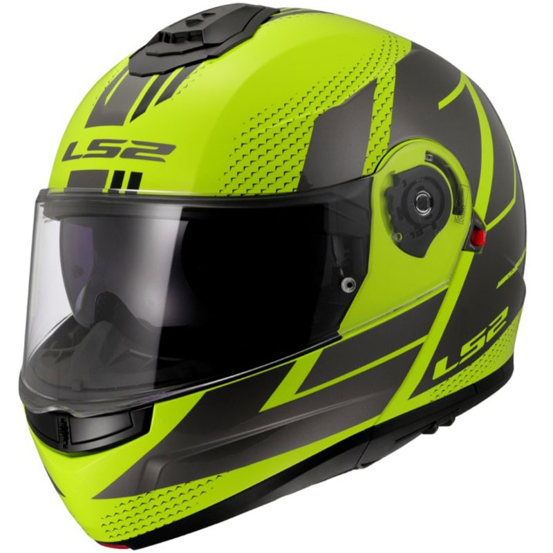 Opklapbare helm LS2 FF908 Strobe II Code glanzend fluorescerend geel-zwart