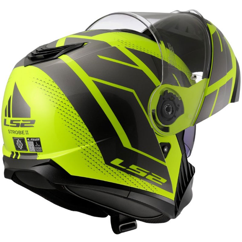 Opklapbare helm LS2 FF908 Strobe II Code glanzend fluorescerend geel-zwart