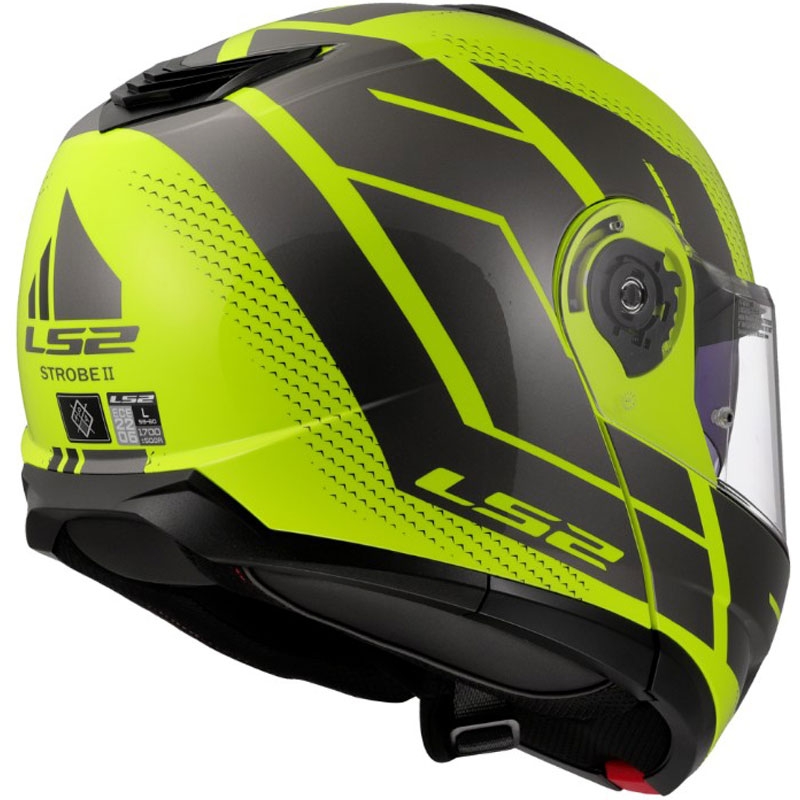 Opklapbare helm LS2 FF908 Strobe II Code glanzend fluorescerend geel-zwart