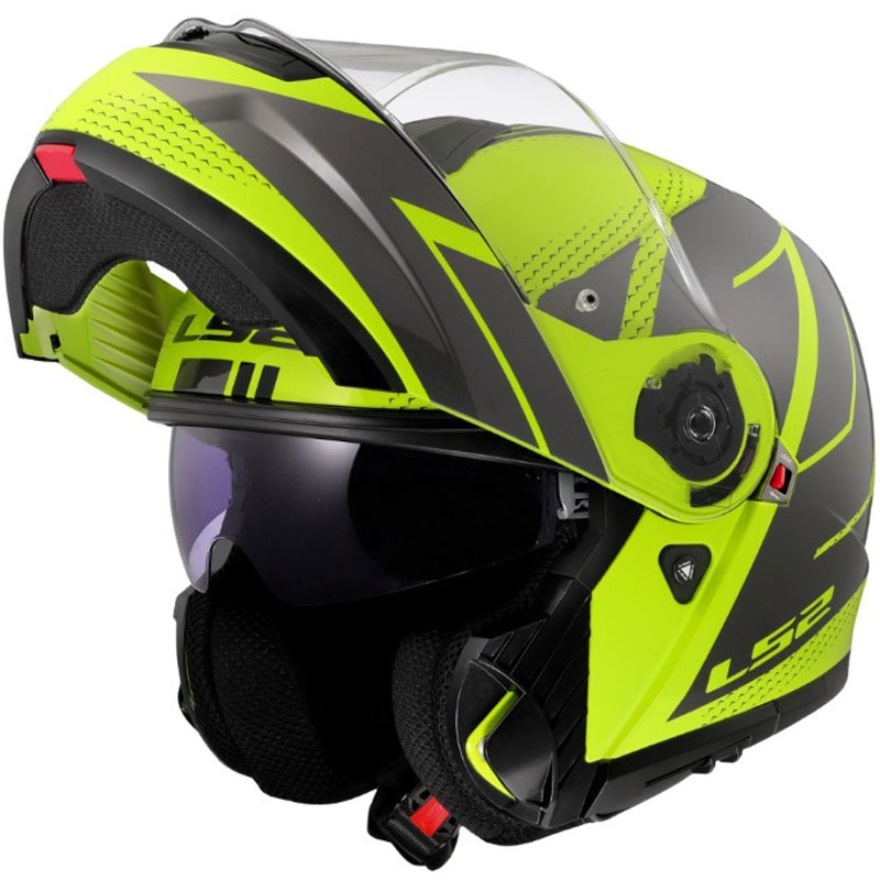 Opklapbare helm LS2 FF908 Strobe II Code glanzend fluorescerend geel-zwart