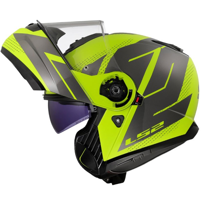 Opklapbare helm LS2 FF908 Strobe II Code glanzend fluorescerend geel-zwart