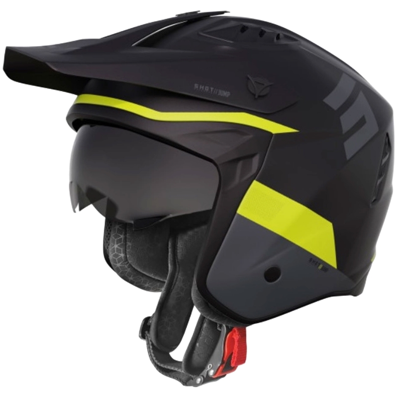 Motorfietshelm Shot Jump Tricks zwart-fluo geel