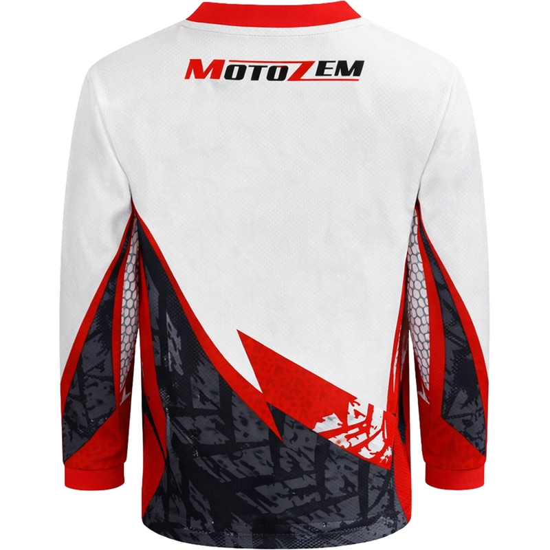 Motocrossshirt voor kinderen van MotoZem Ground MX, wit-zwart-rood