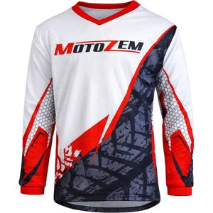 Motocrossshirt voor kinderen van MotoZem Ground MX, wit-zwart-rood
