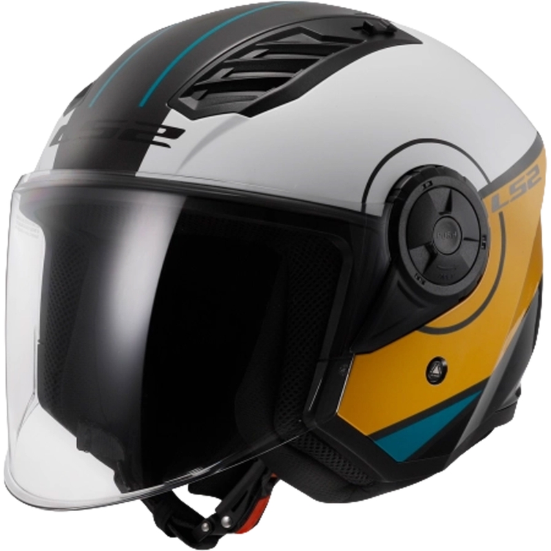 Open Motorhelm LS2 OF616 Airflow II Cover Glanzend Wit-Bruin