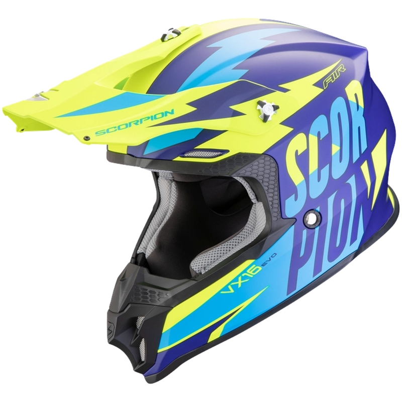 Motorcrosshelm Scorpion VX-16 EVO AIR Slanter mat blauw-fluo geel uitverkoop