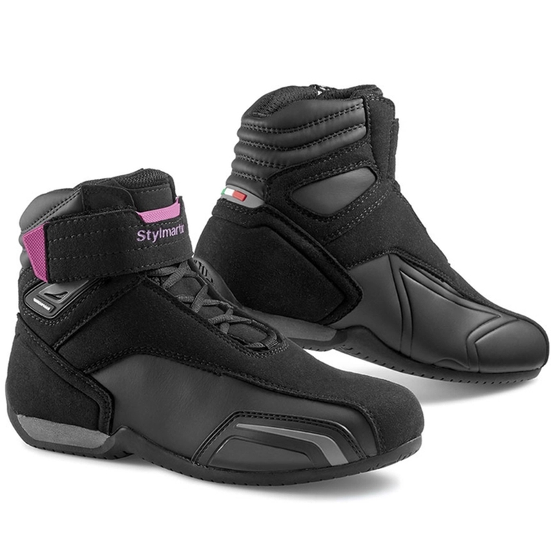 Dames Stylmartin Vector WP zwart met roze motorlaarzen