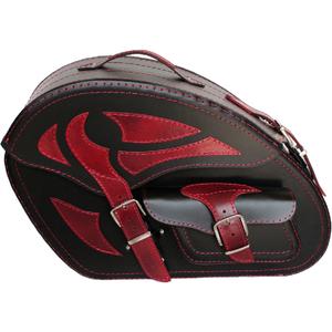 Leren motortassen RSA S261A zwart-rood