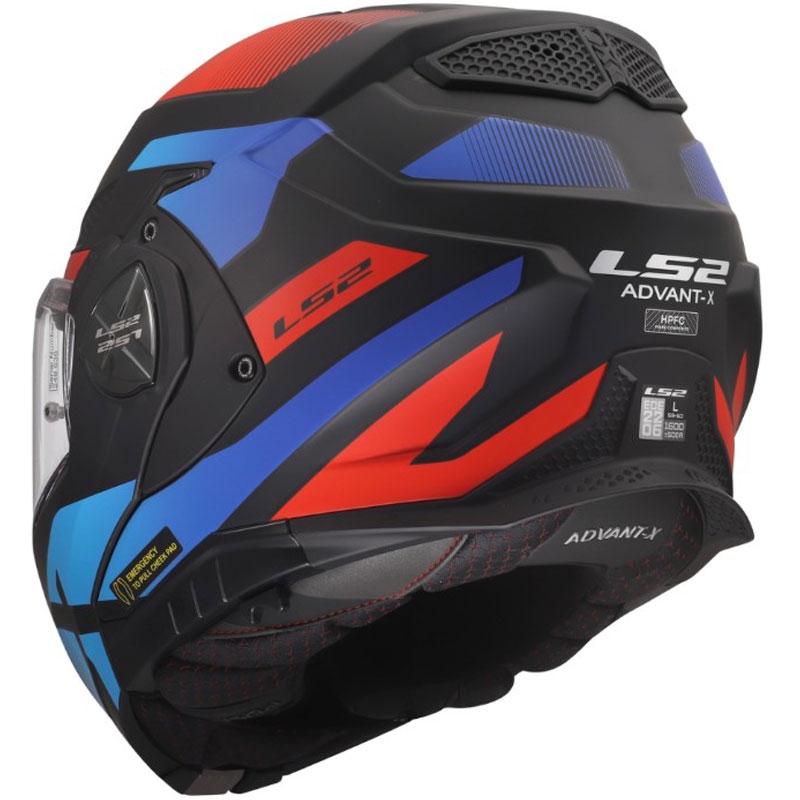 Opklapbare motorhelm LS2 FF901 Advant X Nova matzwart-rood-blauw