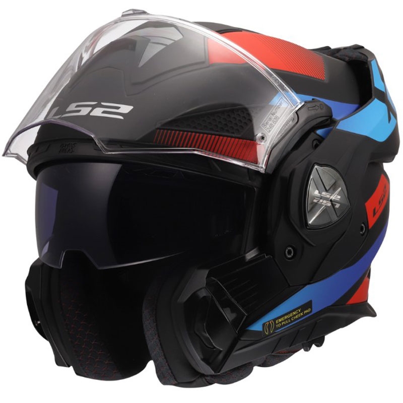 Opklapbare motorhelm LS2 FF901 Advant X Nova matzwart-rood-blauw