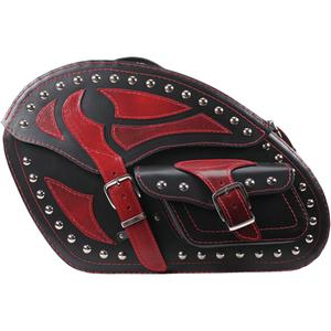 Leren motorzadeltassen met klinknagels RSA S261B zwart-rood