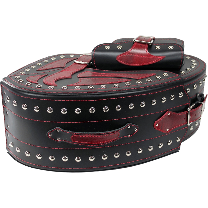 Leren motorzadeltassen met klinknagels RSA S261B zwart-rood