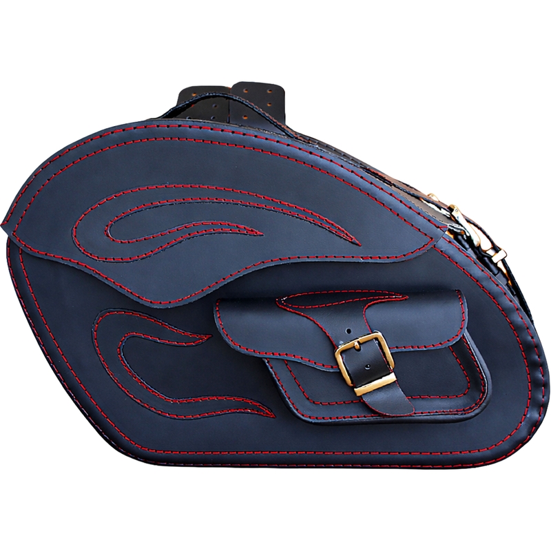 Leren motortassen RSA S266A zwart-rood