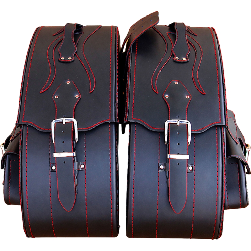 Leren motortassen RSA S266A zwart-rood