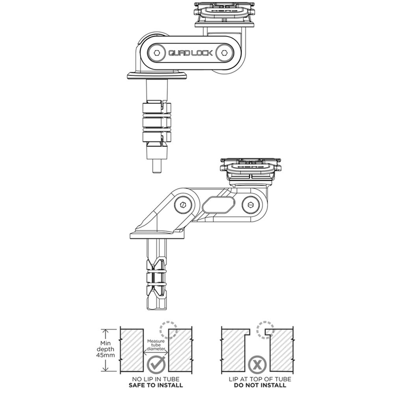 Quad Lock® stuurkolomhouder zwart