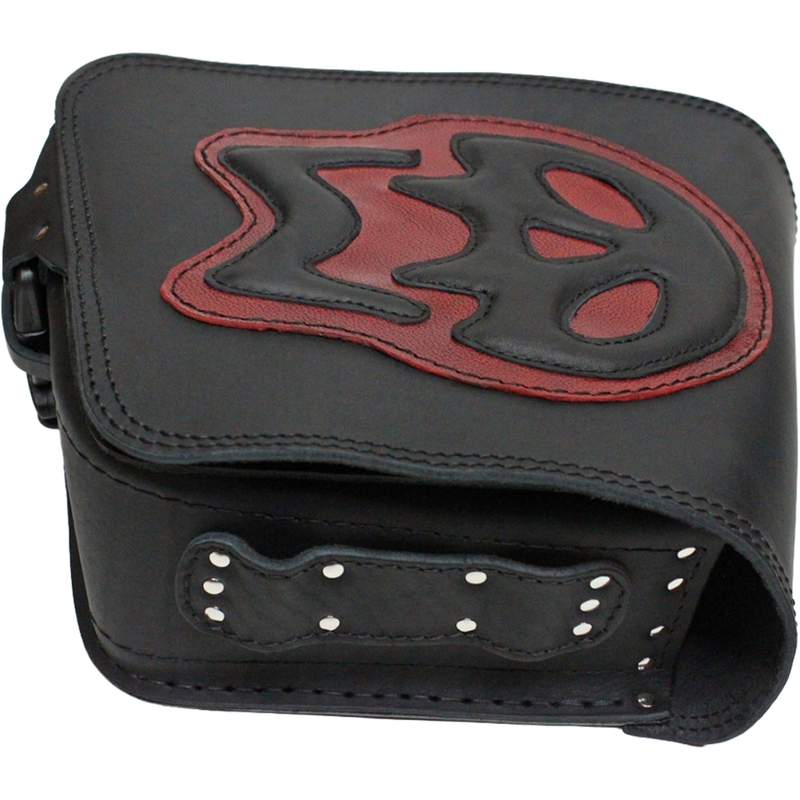 Leren motortas RSA S493 Skull HD Softail zwart-rood