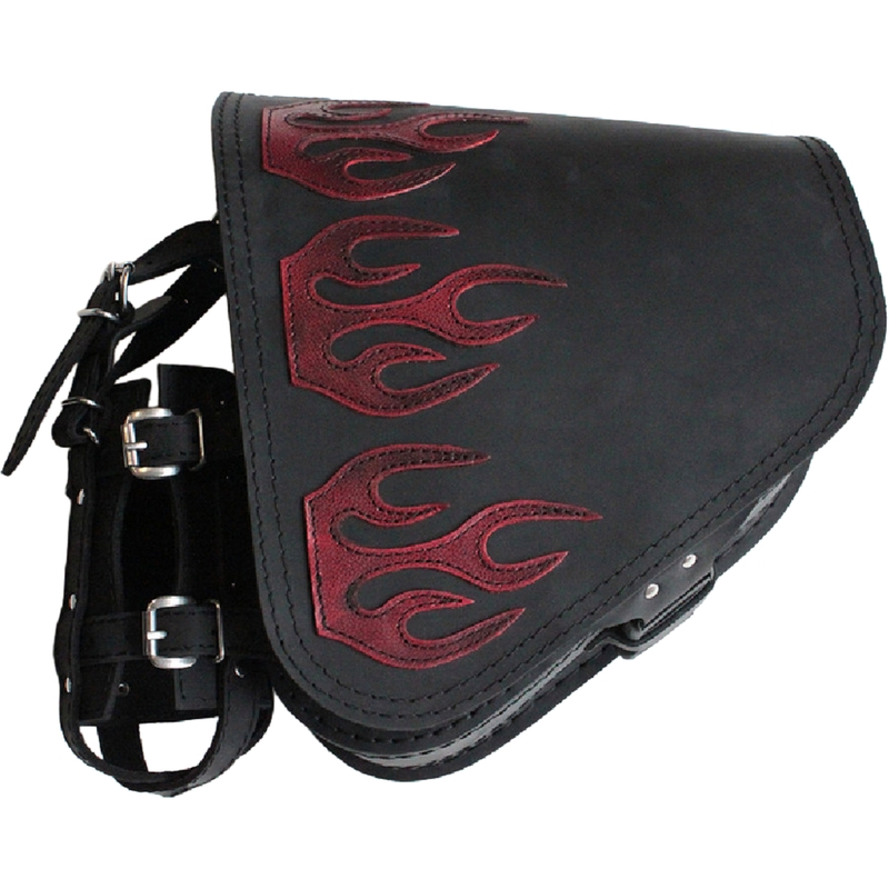 Leren motortas RSA S63 Flame HD Softail zwart-rood