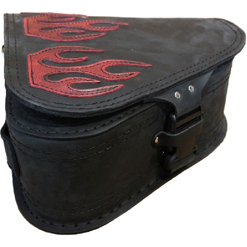 Leren motortas RSA S63 Flame HD Softail zwart-rood