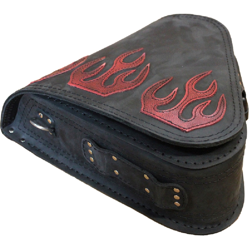 Leren motortas RSA S63 Flame HD Softail zwart-rood