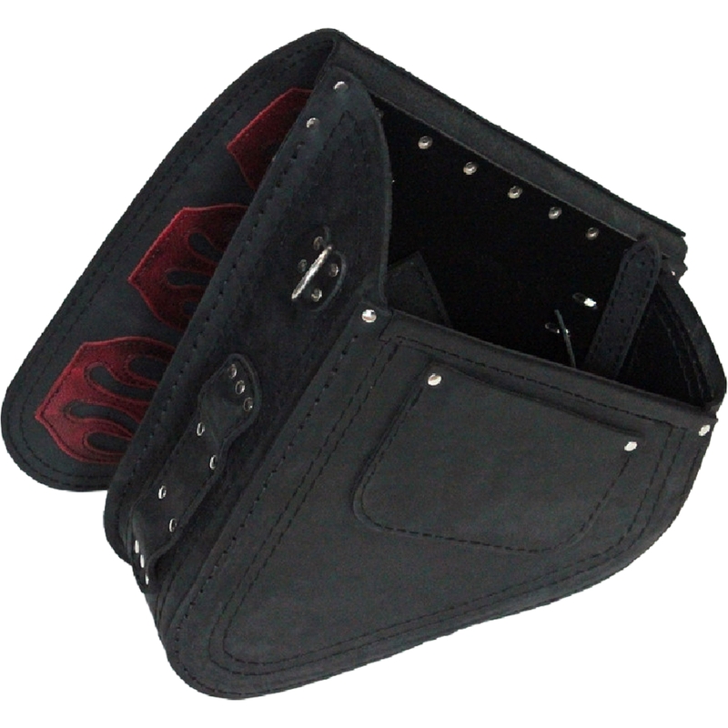 Leren motortas RSA S63 Flame HD Softail zwart-rood