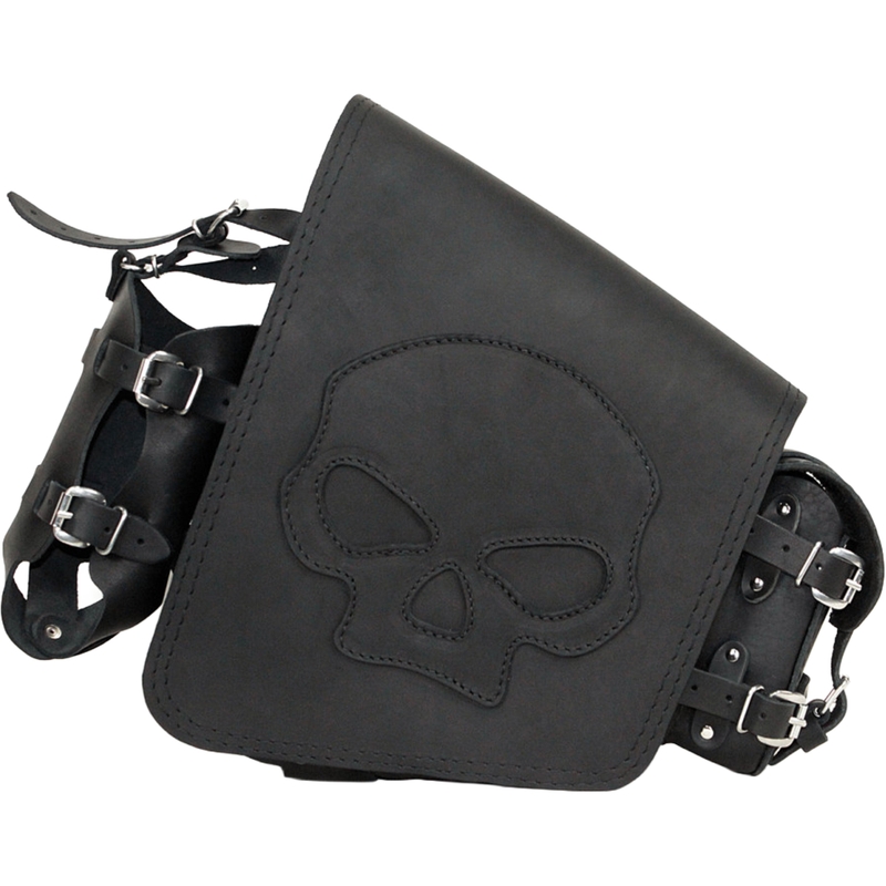 Leren motortas RSA S494 Skull HD Softail zwart