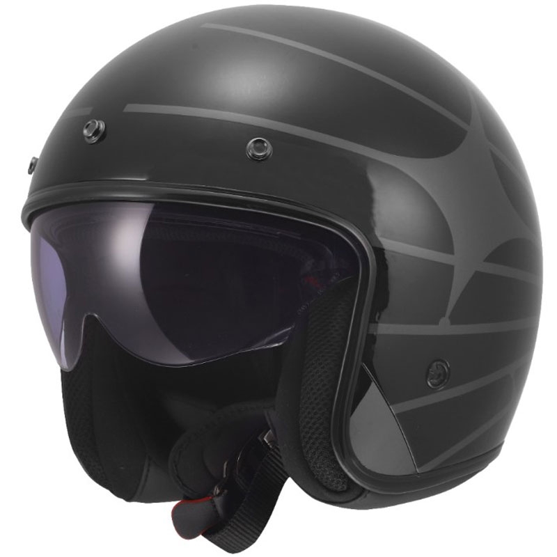 Open motorhelm LS2 OF601 Bob II Cosmic glanzend zwart-grijs