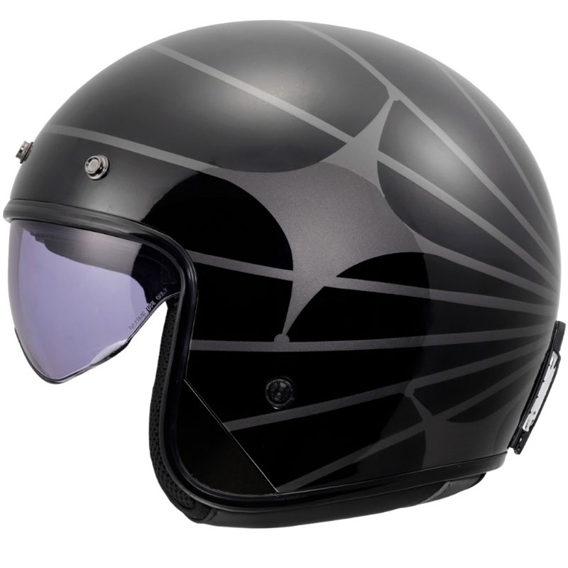 Open motorhelm LS2 OF601 Bob II Cosmic glanzend zwart-grijs