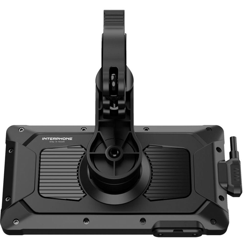 Interphone RideSync zwart, geschikt voor gebruik op de motorfiets met schermspiegeling en beschermend glas.