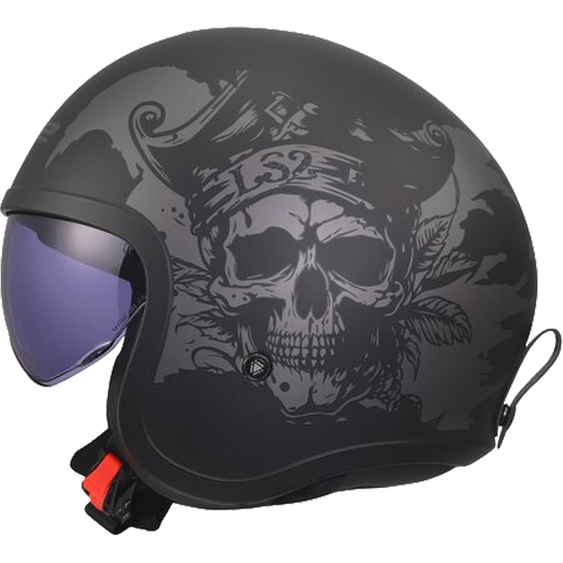 Open motorhelm LS2 OF599 Spitfire II Willy matzwart-grijs