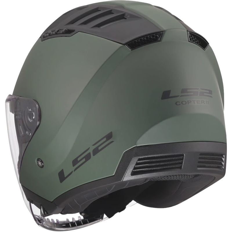 Open motorhelm LS2 OF600 Copter II Effen mat militair groen