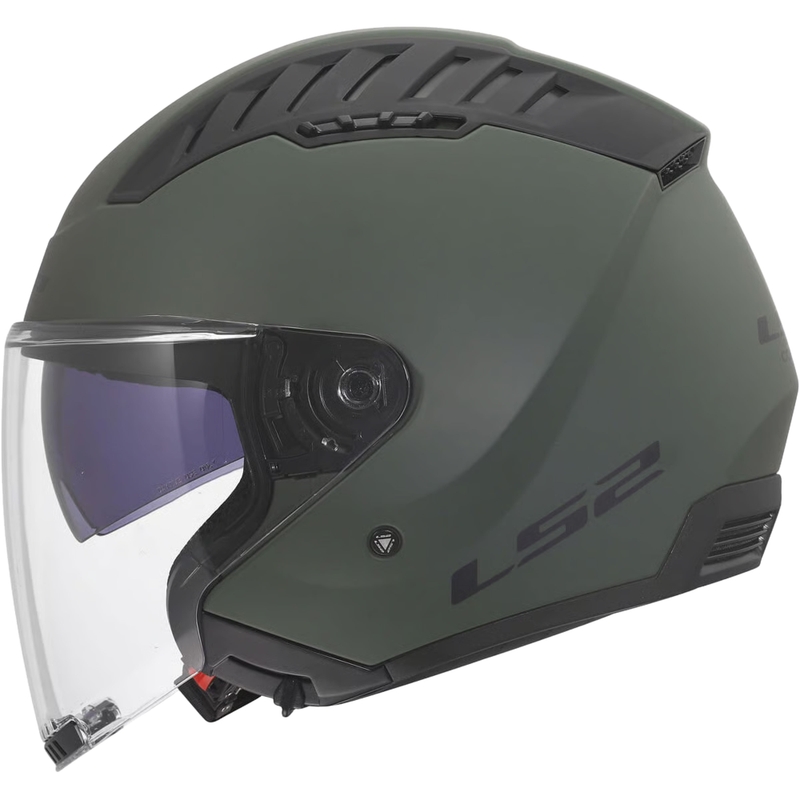 Open motorhelm LS2 OF600 Copter II Effen mat militair groen