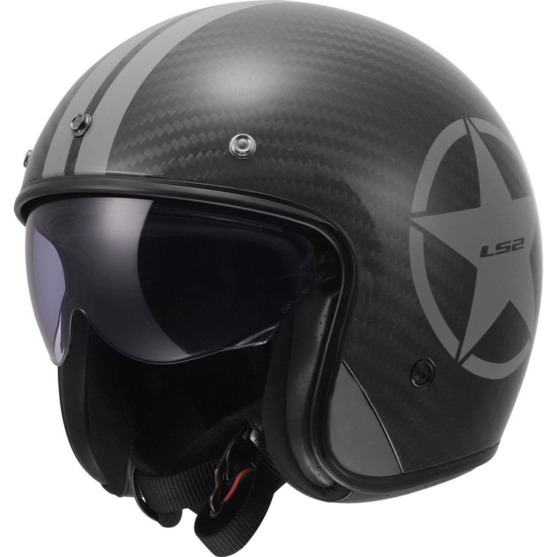 Open motorhelm LS2 OF601 Bob II Carbon Star glanzend grijs