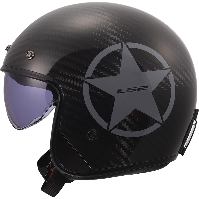 Open motorhelm LS2 OF601 Bob II Carbon Star glanzend grijs