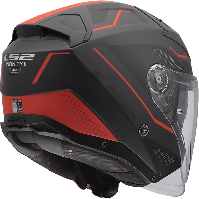 Open motorhelm LS2 OF603 Infinity II Veyron matzwart-grijs-rood