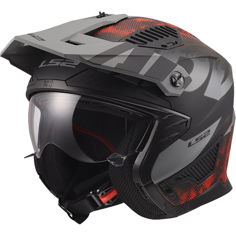 Trial motorhelm LS2 OF606 Drifter Gas matgrijs-rood