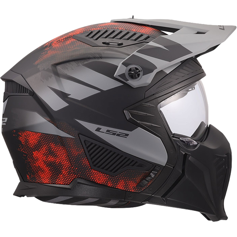Trial motorhelm LS2 OF606 Drifter Gas matgrijs-rood