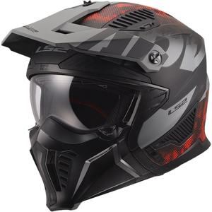 Trial motorhelm LS2 OF606 Drifter Gas matgrijs-rood