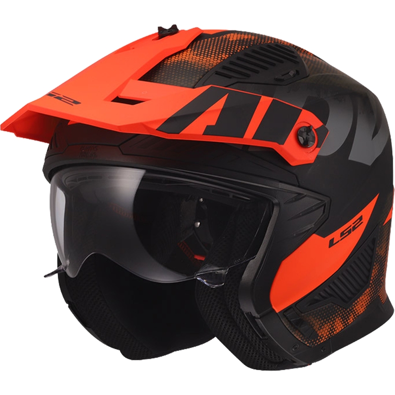 Trial motorhelm LS2 OF606 Drifter Gas matgrijs-oranje