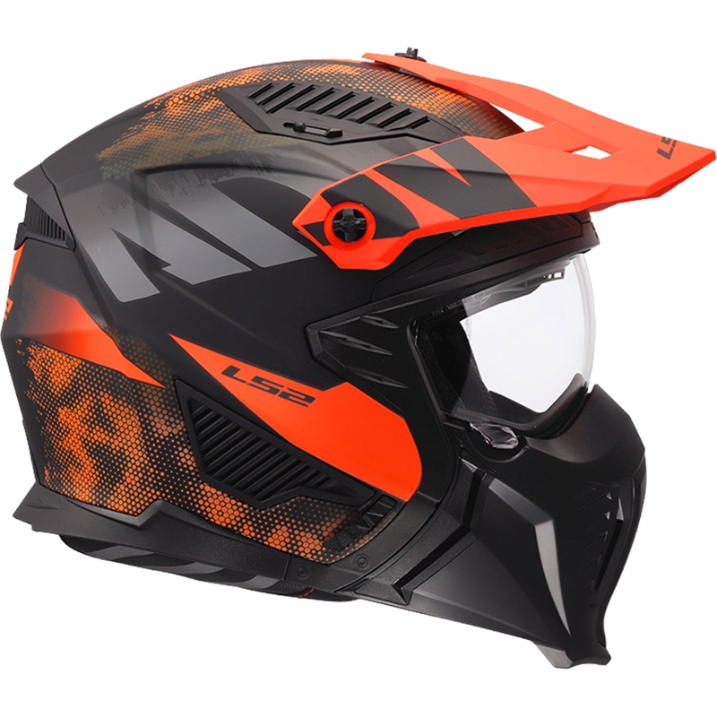 Trial motorhelm LS2 OF606 Drifter Gas matgrijs-oranje