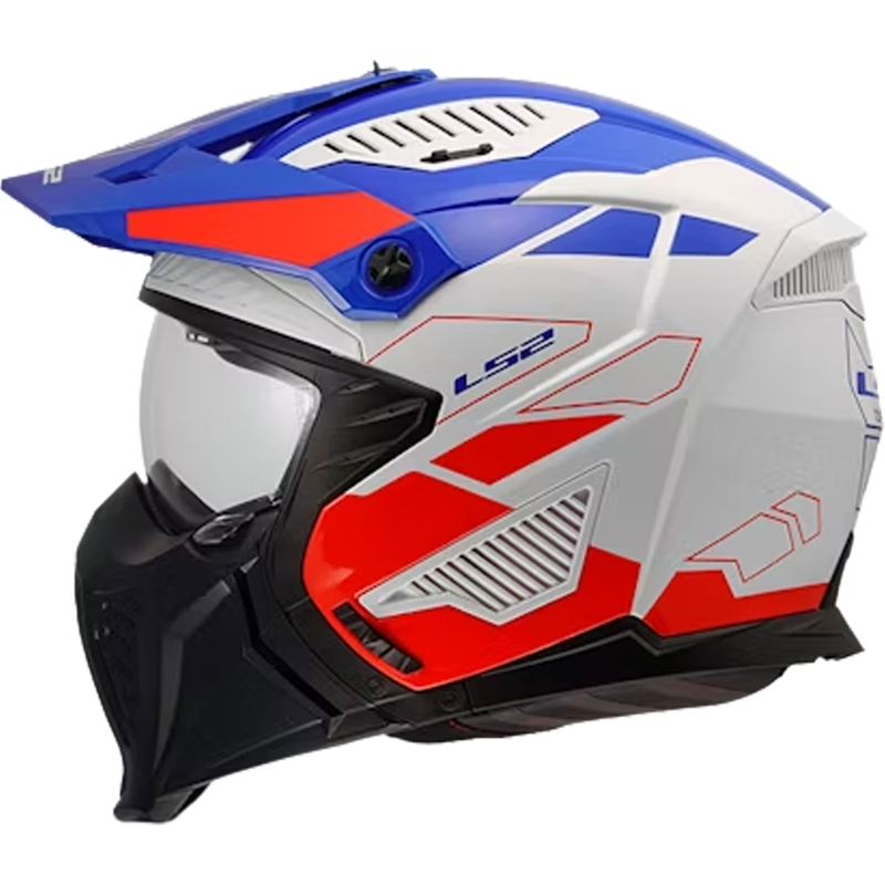 Trial motorhelm LS2 OF606 Drifter Gas glanzend wit-blauw-rood