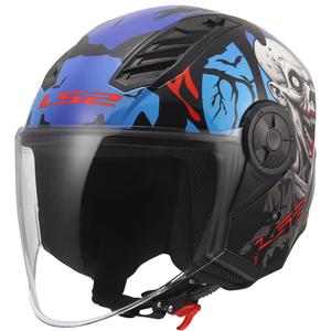 Open motorhelm LS2 OF616 Airflow II Zombie glanzend zwart-rood-blauw