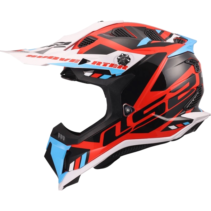 Motocrosshelm LS2 MX700 Subverter Evo II Stomp glanzend wit-blauw-rood