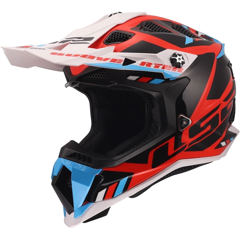 Motocrosshelm LS2 MX700 Subverter Evo II Stomp glanzend wit-blauw-rood