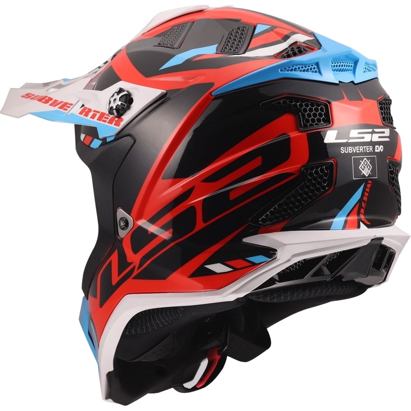 Motocrosshelm LS2 MX700 Subverter Evo II Stomp glanzend wit-blauw-rood
