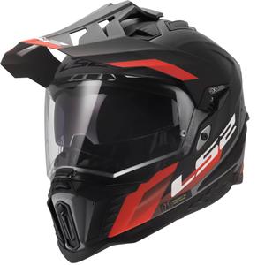 Endurohelm LS2 MX701 Explorer Hexa matzwart-rood-grijs