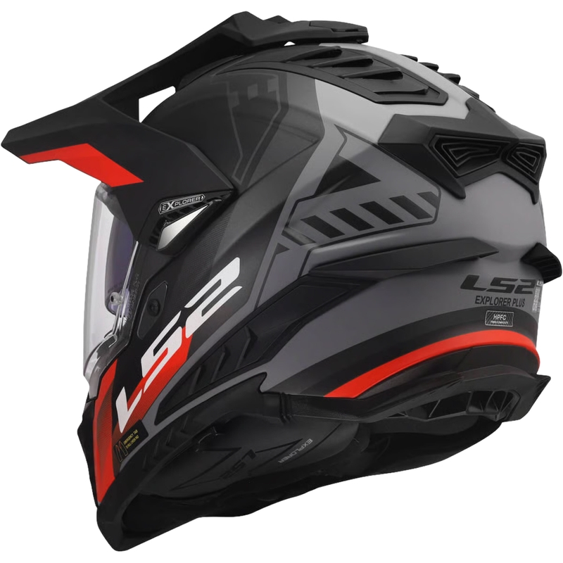 Endurohelm LS2 MX701 Explorer Hexa matzwart-rood-grijs