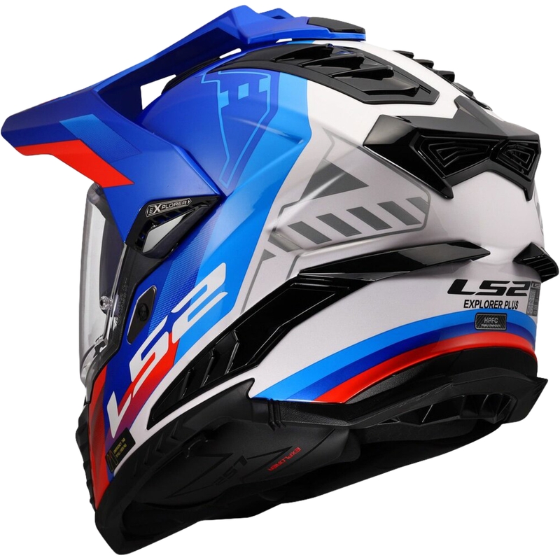 Endurohelm LS2 MX701 Explorer Hexa glanzend wit-blauw-rood