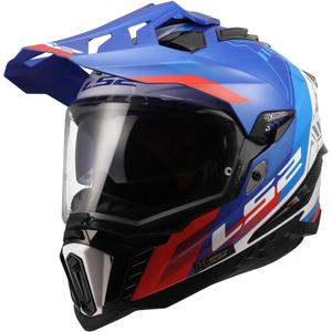 Endurohelm LS2 MX701 Explorer Hexa glanzend wit-blauw-rood