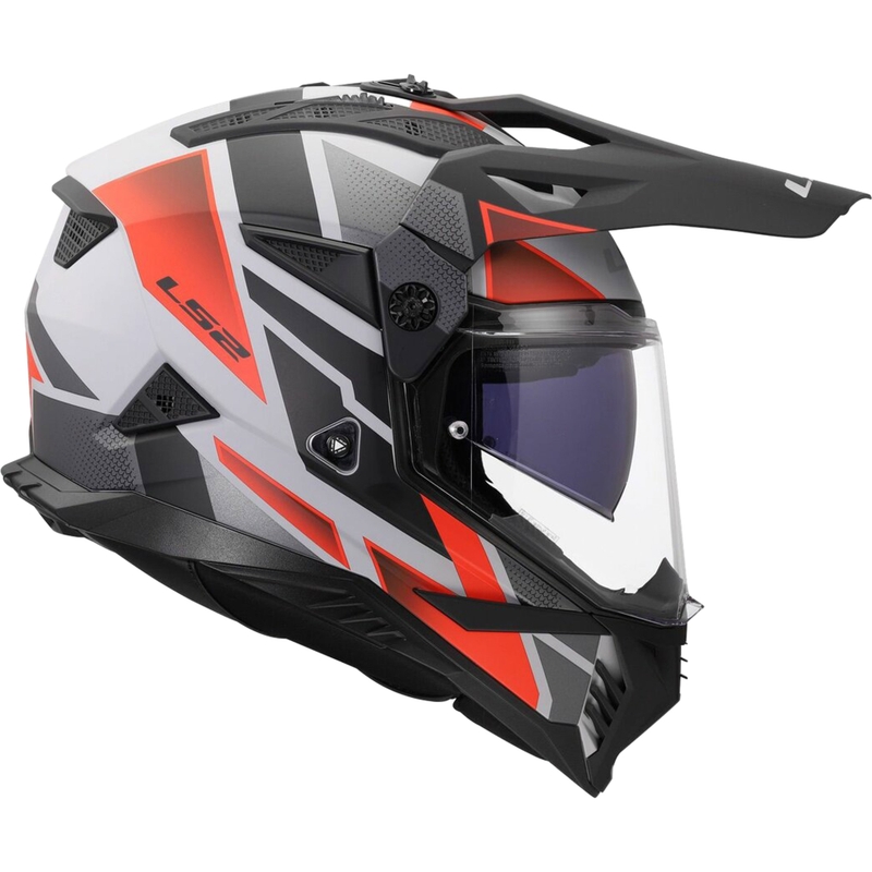 Enduro motorhelm LS2 MX702 Pioneer II Block matgrijs-rood