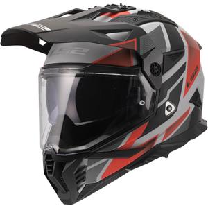 Enduro motorhelm LS2 MX702 Pioneer II Block matgrijs-rood